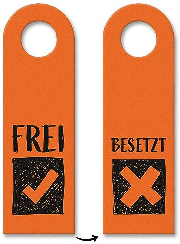 Besetzt oder Frei Türhänger in Orange mit Symbolen für die Toilettentür Toilette