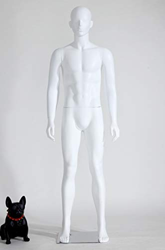 Eurohandisplay männliche Schaufensterpuppen LM1-6 abstrakte weiß lackierte Schaufensterpuppe in Matt Nase und Mund geformt Mannequin (LM1-6 Mann weiß)