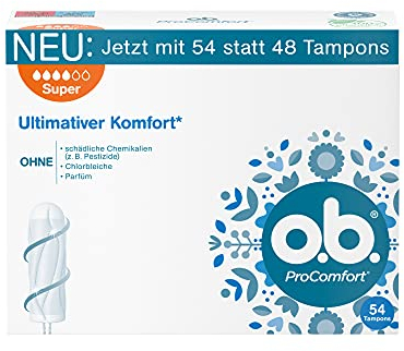 o.b. ProComfort Plus 54 Stück, Tampons für starke Tage, SilkTouch Oberfläche und Dynamic Fit Technologie für mehr Komfort und zuverlässigen Schutz während der Periode