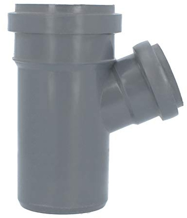 HT Rohr Abzweig Ø DN 75 x 50 mm Grau T-Stück 67° Grad Mit Gummidichtringen | Einfach-Abzweig Doppelverbindung Winkel Kunststoff Abwasser Abflussrohr Kunststoffabzweig PVC PP Verbindung Anschlussstück