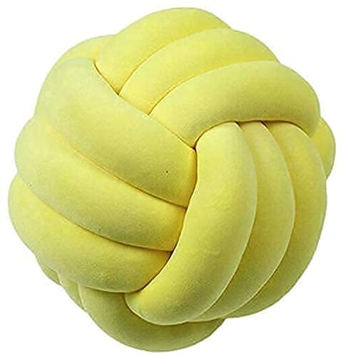 Knotenkissen, Knoten-Ball-Kissen, Geknotetes Kissen für Sofa, Bett, Dekorativ, Zierkissen Knoten für Schlafzimmer Sofa Auto Büro Spielraum (Gelb,27cm Durchmesser)