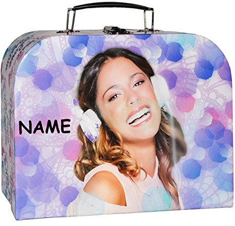alles-meine.de GmbH Violetta - Kinderkoffer/Schmuckkoffer - incl. Name - Pappkoffer - Puppenkoffer Koffer Kinder/Pappe Karton Fahrzeug - Martina Stoessel Channel Schauspi..