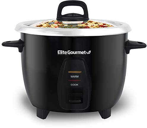 Elite Gourmet ERC2010B# Electric 10 Cup Rice Cooker with 304 Surgical Grade Stainless Steel Inner Pot Makes Soups, Stews, Grains, Cereals, Keep Warm Feature, 10 cups cooked (5 Cups uncooked), Black
