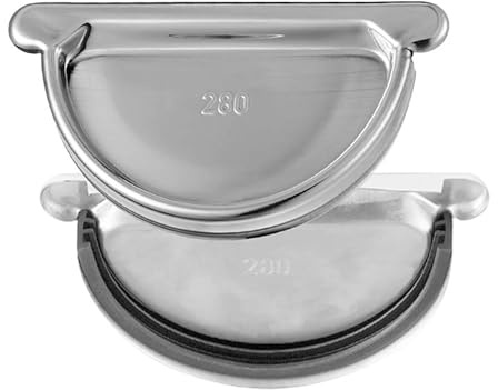 ZAMBELLI Steckboden halbrund mit Gummidichtlippe RG280 Silber Zink | Rinnenboden und Rinnendeckel aus verzinktem Stahl, einfache Steckmontage, Dachrinnen Zubehör