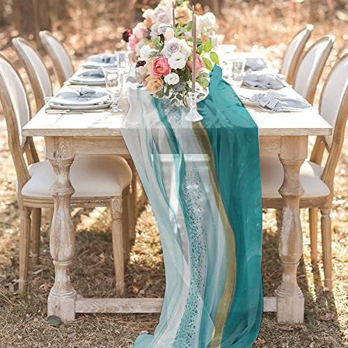 ZOYIEP 1 cortina transversal de gasa transparente, camino de mesa de gasa con diseño de mármol, decoración para fiestas de bebés, bodas, (69 x 304 cm)