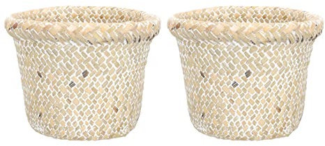 Alipis 2pcs Woven Waste Baskets Seegrass Storage Baskets Lids for Office Home Storage