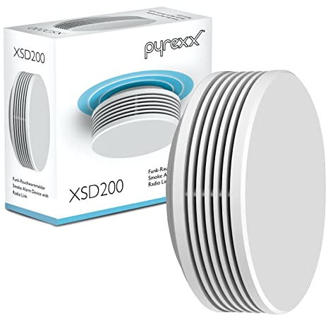 Pyrexx XSD200 Détecteur de fumée sans Fil, Pile 10 Ans, avec Support magnétique, sans perçage et LED Clignotante, certifié Q-Label, Blanc, 1