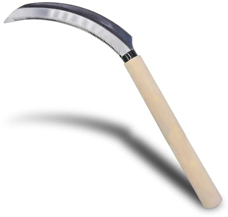 Elegital Kana Hoe 217 Japanese Garden Tool - Hand Hoe/Sickle is Perfect for Weeding and Cultivating. The Blade Edge is Very Sharp., Beige-a,