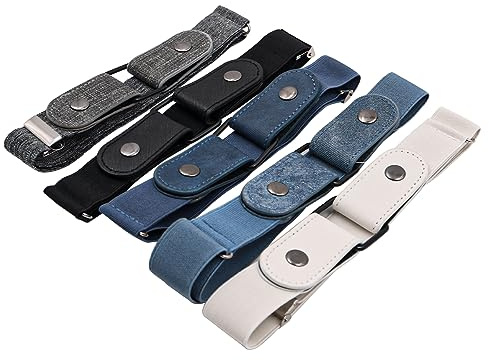 Tiardey 5 stycken bälten utan spänne för kvinnor, elastiskt bälte osynligt bälte för jeans, byxor, klänning, justerbart spänne, bälte utan bälte, töjbart bälte