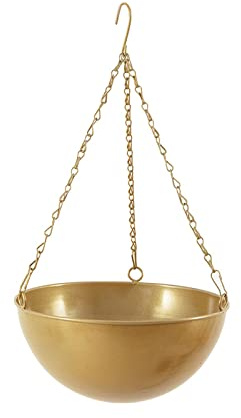 Wnvivi Blumentöpfe Zum Aufhängen, Metallpflanzen, Hängekorb für Den Außenbereich, Hängetöpfe, Pflanzgefäß mit Kette, Hängende Orchideentöpfe,(Gold, 25,5 cm, 2 Stück)