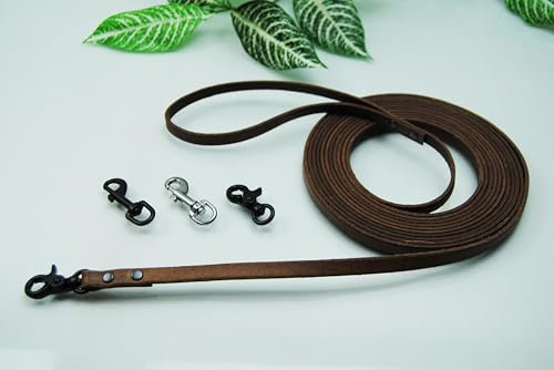 Petite Lederleine genietet Antik-Braun 10mm x 3m ohne Schlaufe Schleppleine Fährtenleine Welpenleine (Karabiner: Schere (Schwarz))