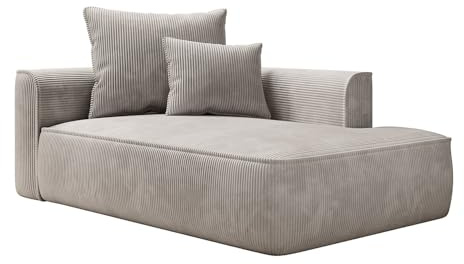 Vente-unique Recamiere - rechtsseitig - Cord - Beige - PINETA