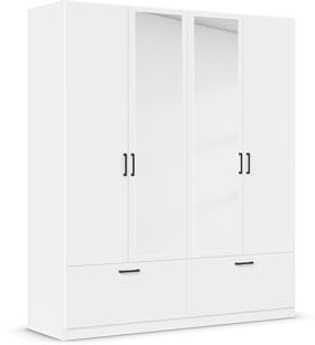 Rauch Möbel BARI, Kleiderschrank, Farbe Weiß, Breite 181 cm | Schrank, 4-türig, Spiegel, 2 Schubladen, für Schlafzimmer, Kinderzimmer, Babyzimmer, Homeoffice, Garderobe, Flur