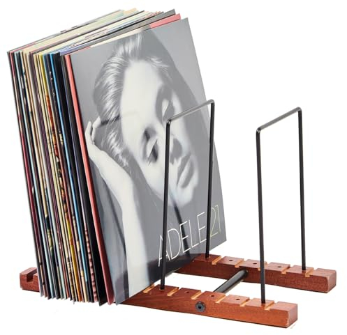 JETAINE Schallplatten-Aufbewahrung, Display bis zu 50 LP-Alben, DVDs, CDs, Holz-Vinyl-Halter, LP-Aufbewahrungsbox, Buch-Display-Ständer, Aufbewahrung, Regal, Schallplattenständer, Schrankgehäuse für