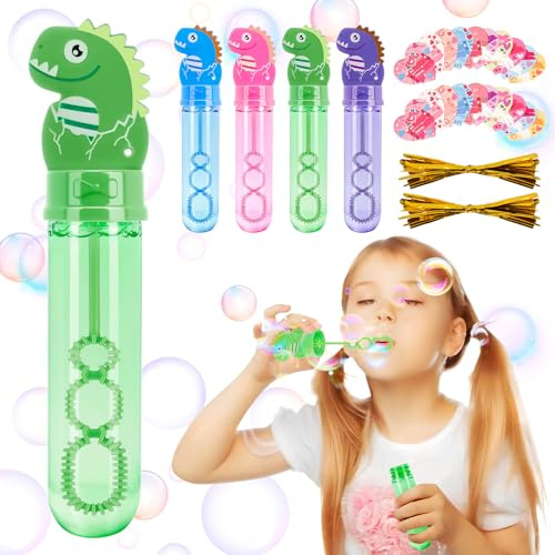 Anstore Seifenblasen Kinder, 8 Stück Mini Seifenblasen Dinosaurier für Mitgebsel Kindergeburtstag mit 10 Geschenkkarte, Flüssigkeit 30ml Stab für Hochzeit Ostern Halloween Weihnachten Innen Außen