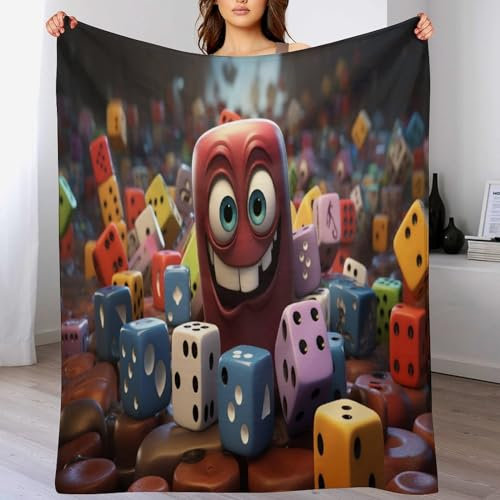 PAZZK süße Würfel Kuscheldecke Flauschige Decke Decke Vier Jahreszeiten Wohndecke Dicke Sofadecke Couchdecke Weiche Fleecedecke Flannel Sofaüberwurf Tagesdecke Für Bett/Sofa（180×200cm）