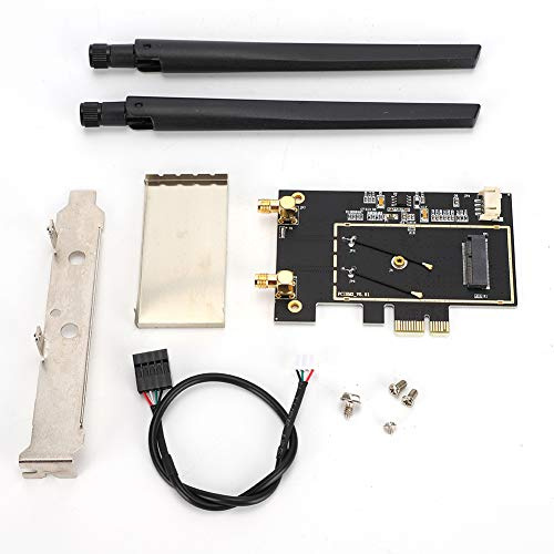 PCI-E M.2/NGFF Card, Bewinner M.2 NGFF to PCI-E 1X Desktop WIFI WLAN Adapter Network Card Converter for 8260 7265 1535 7260 with Dual-band 2.4/5G Antenna Support NIC