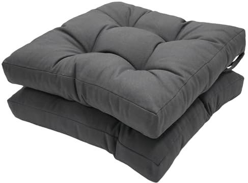 Viste tu hogar Pack 2 Cojines para Silla, 40x40x5 CM, Efecto Tridimensional, Relleno de 100% Poliéster, Ideal para Comedor, Terraza, Salón y Restaurante, Color Gris Oscuro, Fabricado en España