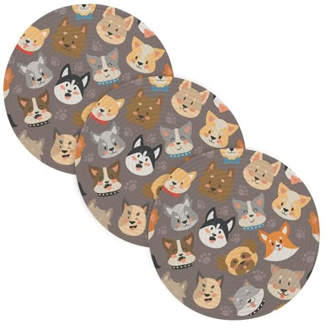 Topfuntersetzer für heiße Töpfe und Pfannen, 38,1 cm, Baumwollfaden, hitzebeständig, Hot Pads für sofortiges Topf-Kochgeschirr, schützt niedlichen Cartoon-Hund, 3 Stück
