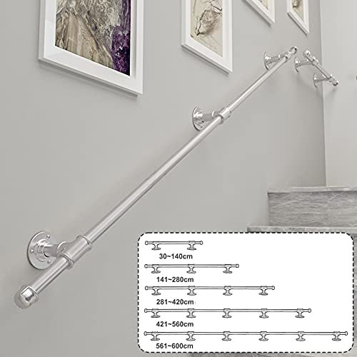 Outdoor Grab Handles Silver Stair Rails and Handrails Staircase Handrail Banister Stairs Rail Support Kit External Wall Mounted 150cm Stairway Railing Kit