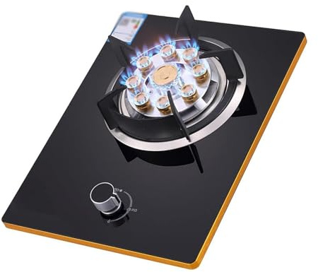 THEGA Stufa A Gas 4,5 KW, Piano Cottura A Gas A 1 Bruciatore, Cucina A Gas Portatile in Vetro Temperato, con Protezione Antispegnimento, per Domestica, Ristorazione, Campeggio, Facile da Pulire(LPG)