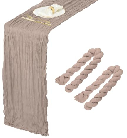 sourcing map Lot de 2 chemins de table en étamine, marron clair, 3 m, 89,9 x 299,7 cm, décoration de table romantique en gaze pour mariage, fête d'anniversaire