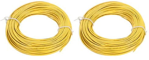QUARKZMAN 2Pcs 0.205mm² Fil Électrique en PVC 24AWG, 30m Chacun Fil de Cuivre Étamé Toronné à Noyau Solide, Connexion Flexible pour le Bricolage, les Modèles, Lampes, Appareils, Jaune