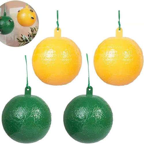 Trampas adhesivas para moscas de la fruta, 4 unidades, bola adhesiva para atrapar moscas para plantas de interior y exterior, trampas para insectos voladores