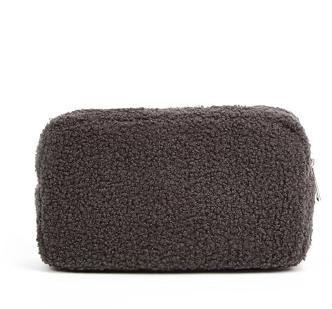 ZWCSHUU Kosmetiktasche, Make-up-Taschen, weicher Samt, Teddy-Samt, Kosmetik-Aufbewahrung, Organizer, Reise-Toilettenartikel, große Kapazität, Damen-Plüsch Kosmetiktasche Damen(Grey)