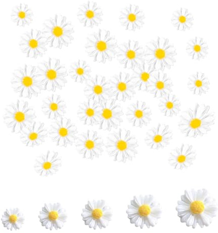 LIURFLNC 100 Stück Gänseblümchen Deko, Vitalität Gänseblümchen, Niedlich Schön Dekoration Gänseblümchen Tortendeko, Mini Harz Künstliche Gänseblümchen für DIY Handwerk Dekoration Home Möbel