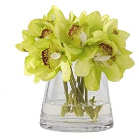 WDWDW Orchidea Bianca Artificiale, Fiori Artificiali, Semplice Composizione Floreale, Set con Vaso in Vetro, Decorazione Floreale per Soggiorno, Tavolo da Pranzo, casa e Ufficio, Fiori Artificiali