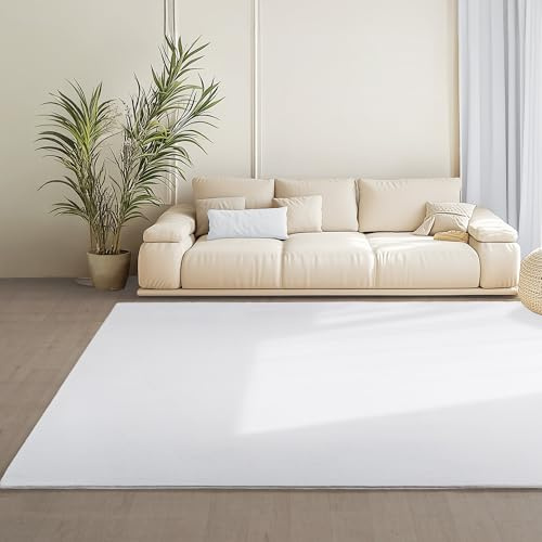 Teppium Tapis Blanc 240x340 cm Tapis à Poils Courts Lavable, Antidérapant et Doux, Design Monochrome Moderne pour Salon, Chambre, Cuisine et Chambre d'enfant
