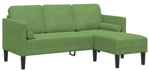 vidaXL 3-Sitzer Sofa mit Chaise L-Form in sanftem grünem Samt, bequemes Design für drinnen, modernes Wohnzimmer, gemütliche Polsterung, stabiler Rahmen, wasserabweisend für draußen, 4 Gartentischmöbel
