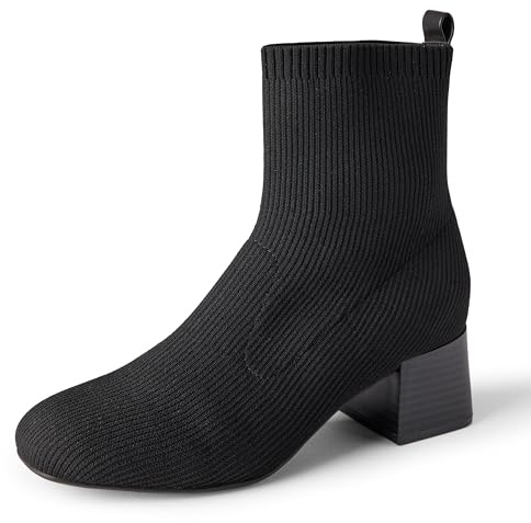 Amazon Essentials Stivaletti in Maglia Elasticizzata Donna, Nero, 42 EU
