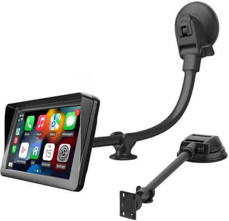 Epronic Saugnapfhalterung für Carplay Bildschirm mit 11,8 langem Arm, 360° Verstellbarer Aluminiumlegierungsarm, Stärke Windschutzscheibe Armaturenbrett Halterung mit 78mm starker Klebescheibe