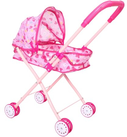 ibasenice Faltbarer Puppenwagen für Junge Mädchen mit Verstellbarem Griff Realistisches Spielzeug für Rollenspiele für Eltern-Junge Mädchen-aktivitäten Tragbarer Puppenbuggy für Outdoor und Familie