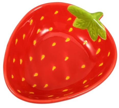Zerodeko Bol À Dessert en Céramique Motif Fraise Saladier en Céramique pour Fruits Et Salades Bol De Service Alimentaire pour Cuisine Quotidienne 5.12 in