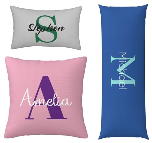 Personalized Monogram Name Pillow Cover, Customize Pillow Case with Name & Initial, Double Sides Printing Cousion Cover for Couch Bed, Gift for Housewarming Christmas Thanksgiving Mother's Day