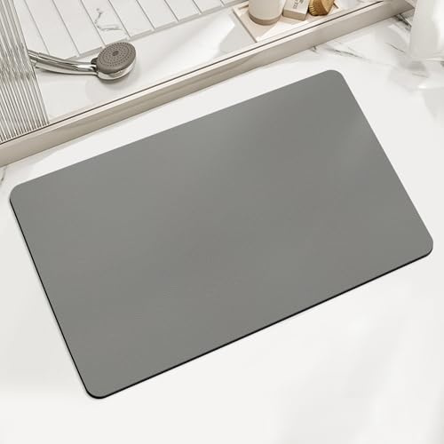 Diatomite Stone Tapis de Bain en Pierre,antidérapant,à séchage Rapide, Facile à Nettoyer Tapis de Baignoire, Tapis de Douche Doux Séchage Rapide (Gris, 60X90cm)