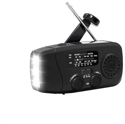 Goshyda Notfall-Wetterradio, Solar-Handkurbelradio mit FM AM WB, Unterstützt Handy-Ladegerät, LED-Taschenlampe, für Camping Im Innen- und Außenbereich