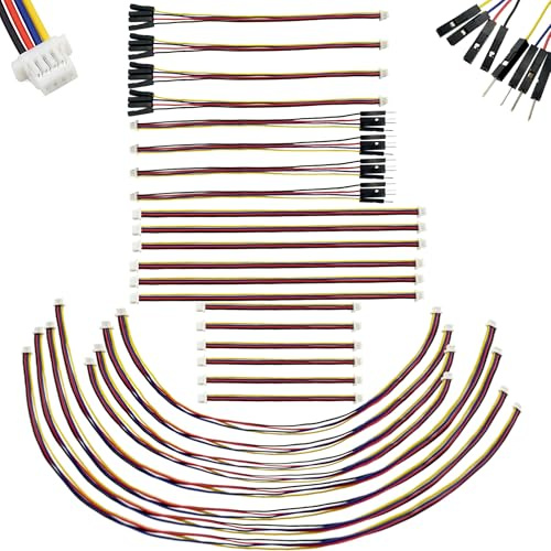 Hiteuoms Dupont Connector Kit I2C Qwiic Cable Kit Stemma QT Wire for SparkFun Development Boards Sensor Board Breakout Breadboard 4 Pin Sh1.0 Connector 28PCS