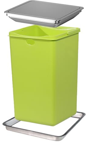 JTWWDM Pattumiera in Plastica Incasso per Piano Lavoro, Pattumiera in Acciaio Inox con Coperchio Basculante, Cestino per Rifiuti Nascosto Quadrato Incorporato per Cucina Hotel,Argento,430Material