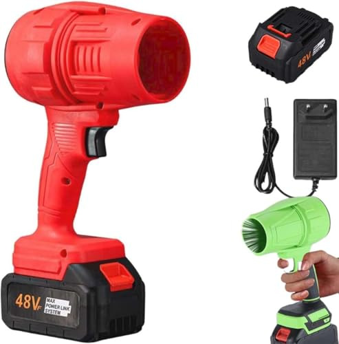 Seese Pro Souffleur Aspirateur Électrique sans Fil - Portable, 35000 RPM Ultra Puissant, 40 Minutes d'Autonomie, Léger pour Jardin, Cour, Feuilles, Pelouse (Red,1 Batterie)