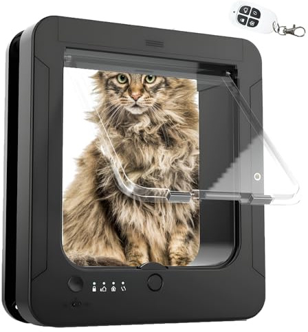 Porta elettronica automatica per animali domestici, ingresso sicuro con microchip RFID, con chiusura a 4 vie, resistente alle intemperie, per gatti e cani di piccola taglia