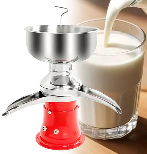 QianCruxtacy Centrifuga per Latte Elettrica 50L/H, Separatore di Crema con Bowl 5L in Acciaio Inossidabile Alimentare, Motore 30W 220V, Ideale per Produzione Burro Casalingo e Uso in Fattoria Red