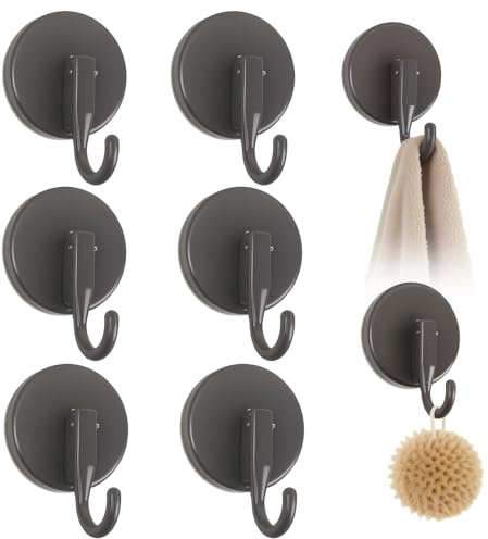 JUNJIEFU 8 piezas Gancho Ventosa, Colgadores con Ventosa Resistentes, Gancho Ventosa Baño, Reutilizable, Máx. 5kg de Carga para Pared Ventana Vidrio Baldosa Cocina Baño (Gris)