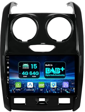 MISONDA 4G+64G intégré Dab+/sans Fil CarPlay/Android Auto Autoradio pour Renault Duster 2015-2020 IPS 9 Pouces avec GPS Mirror Link WiFi Bluetooth FM RDS EQ Caméra+MIC