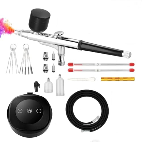 Juego de aerógrafo con compresor, aerógrafo de doble acción con 3 niveles de presión y boquilla de 0,3/0,3/0,5 mm, pistola Air Brush para modelismo, maquillaje, decoración de tartas, tatuaje para