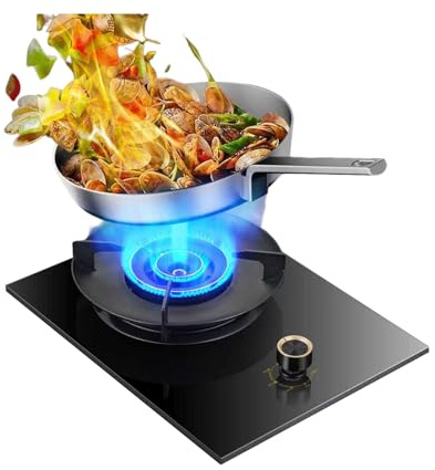 Cuisinière À Gaz De Camping 5,0 KW, Portable Brûleur Unique, Support Casseroles En Fonte Verre Trempé, Avec Protection Contre Les Flammes, Compatible Sources GPL/NG(LPG)