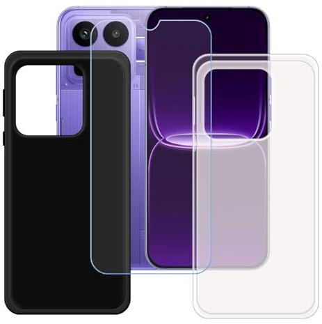 BMPNLSZ Funda (6,78) Screen Protector, Negro + Translúcido Suave Silicona TPU Canica Carcasa Caso Case + Cristal Templado Film Vidrio